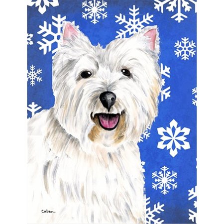 PATIOPLUS 11 x 15 in. Westie Winter Snowflakes Holiday Garden Size Flag PA246555